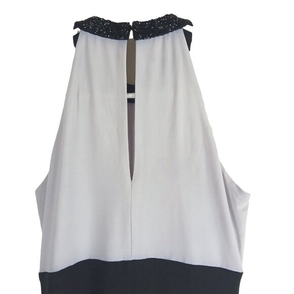 Lauren Ralph Lauren Evening Womens Maxi Gown Dress Colorblock Size 2 Beaded Neck - Picture 5 of 10